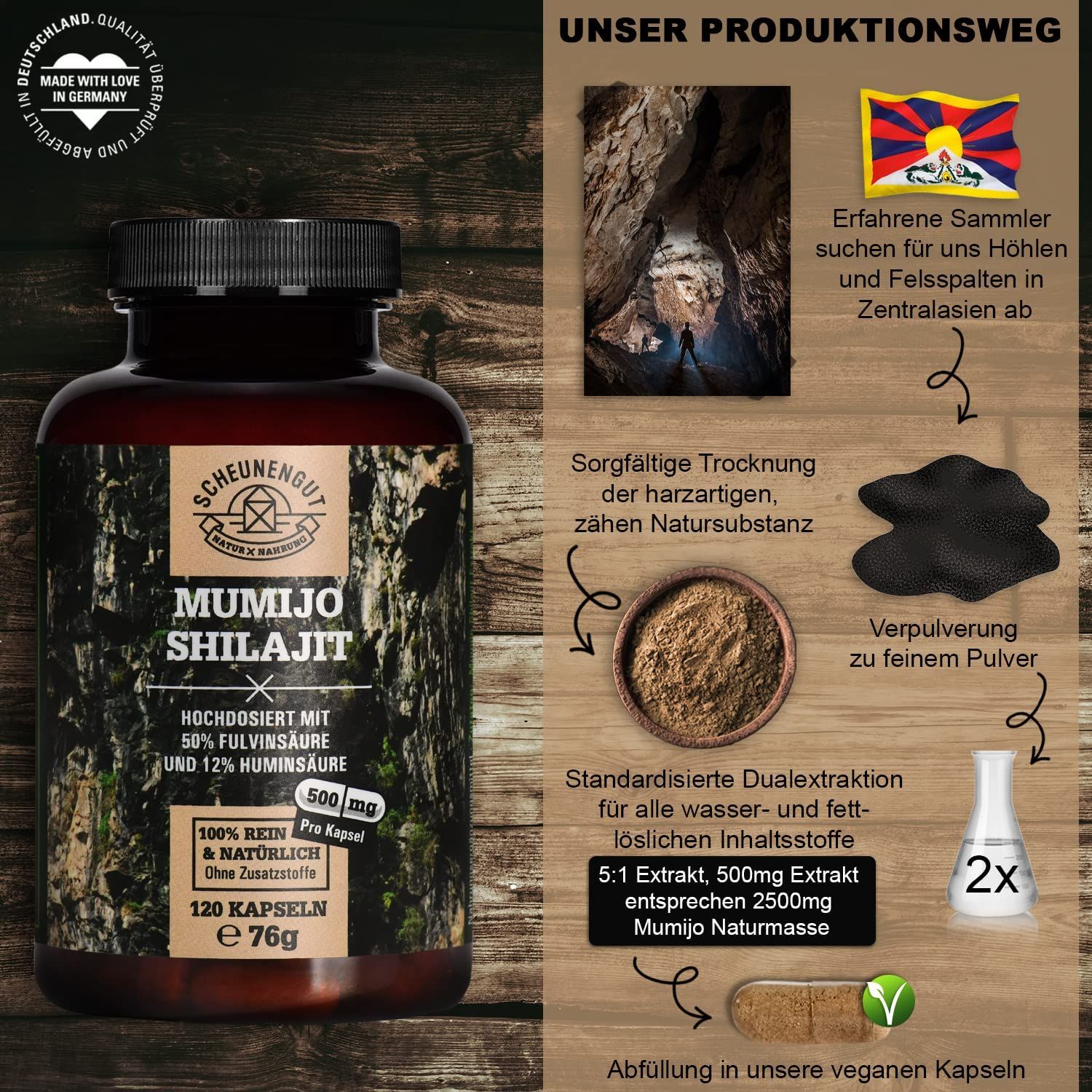 Scheunengut® Shilajit | Das Original mit 50% Fulvinsäure & 12% Huminsäure 120 St Kapseln