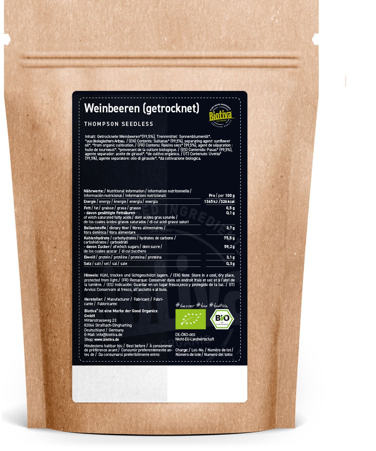 Biotiva Weinbeeren getrocknet Bio