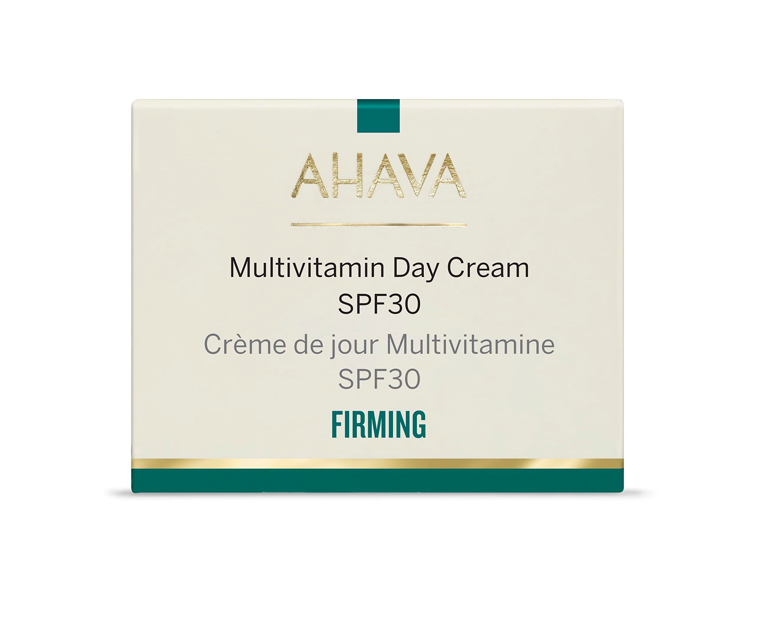 Verpackung der AHAVA Multivitamin Tagescreme SPF30 mit straffender Wirkung.