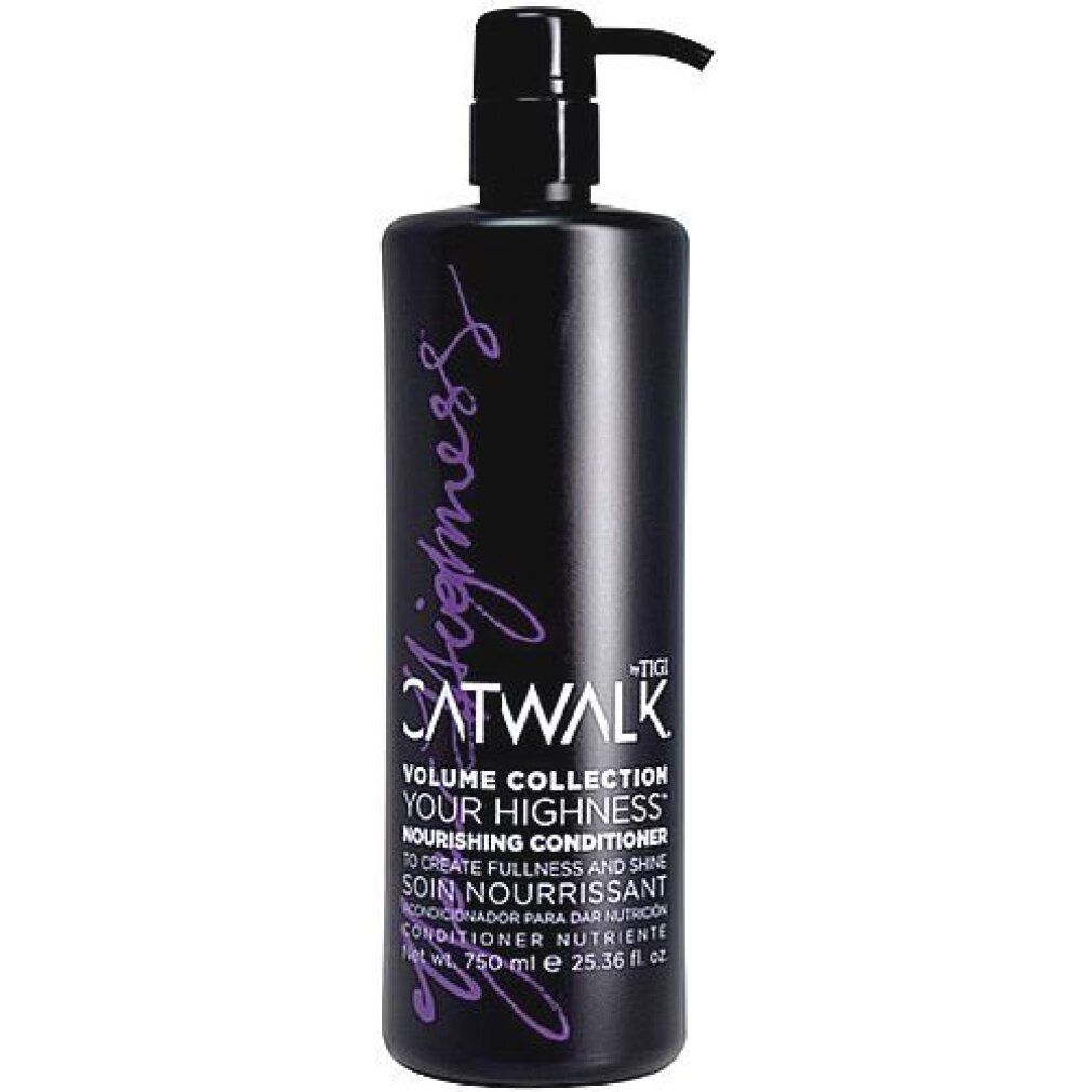 Schwarze Flasche mit Pumpe. Aufschrift: CATWALK, YOUR HIGHNESS. Inhalt: 750 ml.