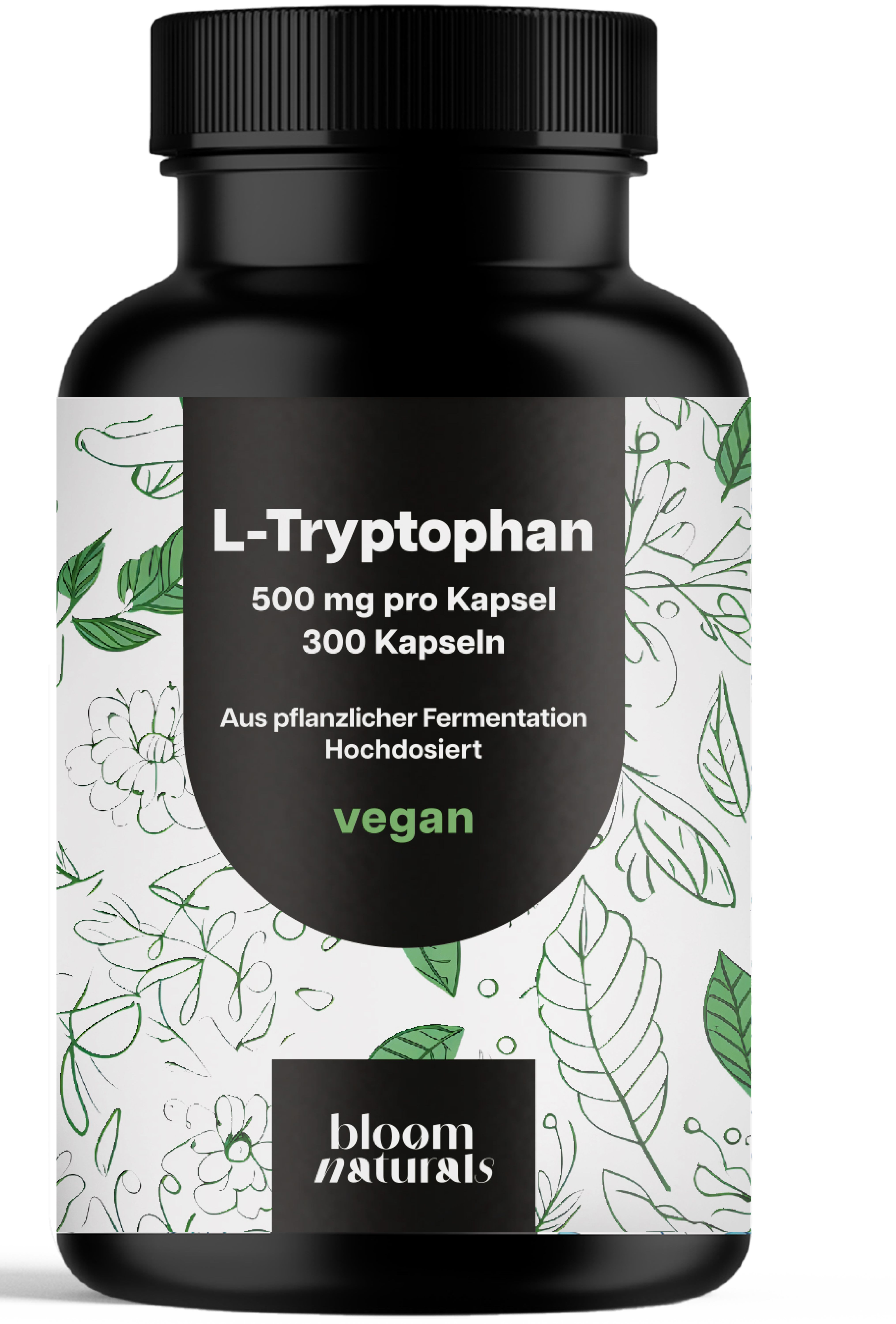 Bloom Naturals L-Tryptophan Kapseln 500mg Hochdosiert - 300 10 Monate Vorrat 199 g