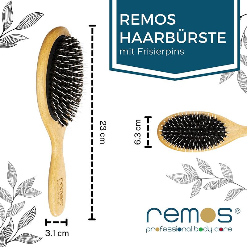 REMOS Haarbürste, oval, aus Wildschweinborste