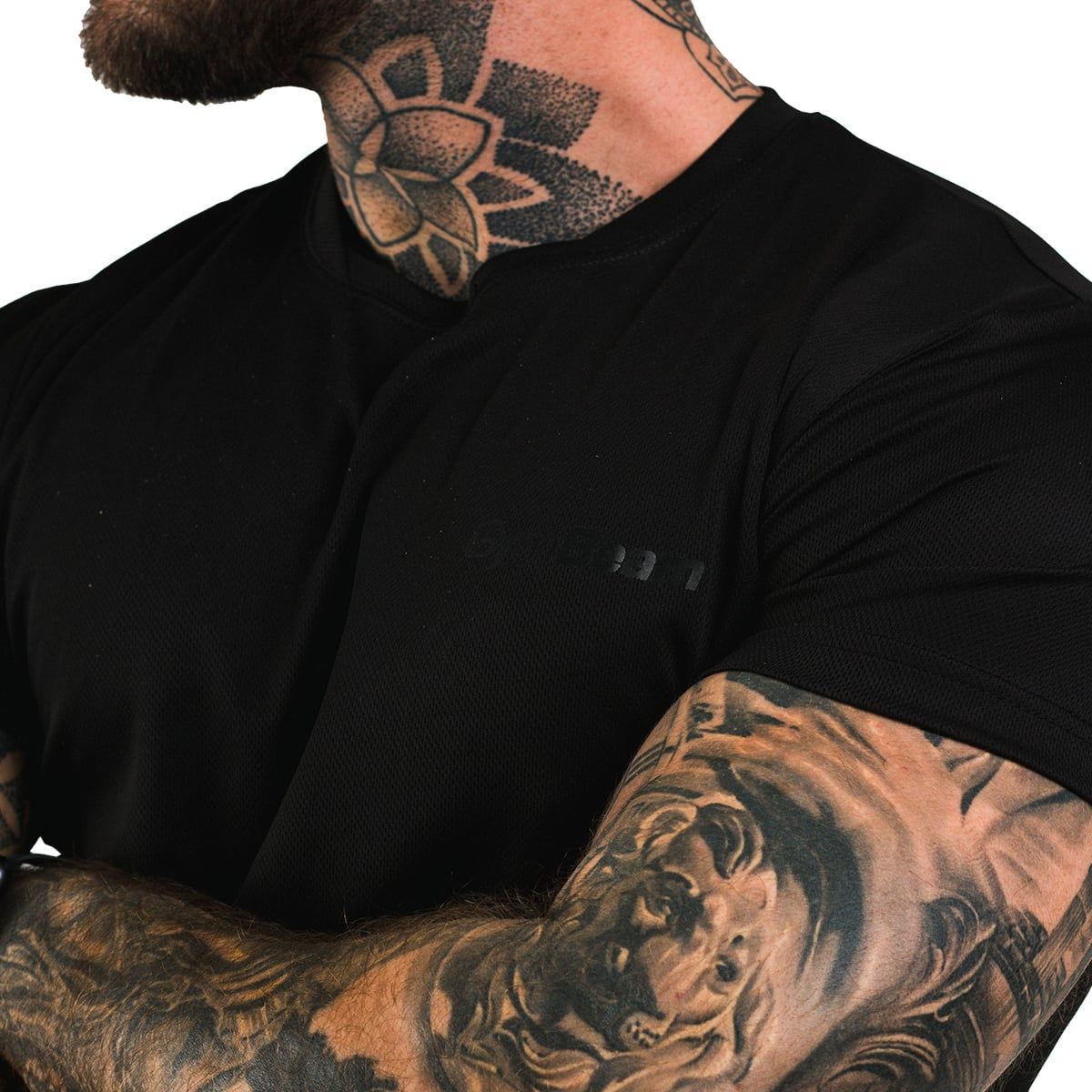GymBeam T-Shirt Herren regular Kurzarm aus Polyester Schwarz TRN