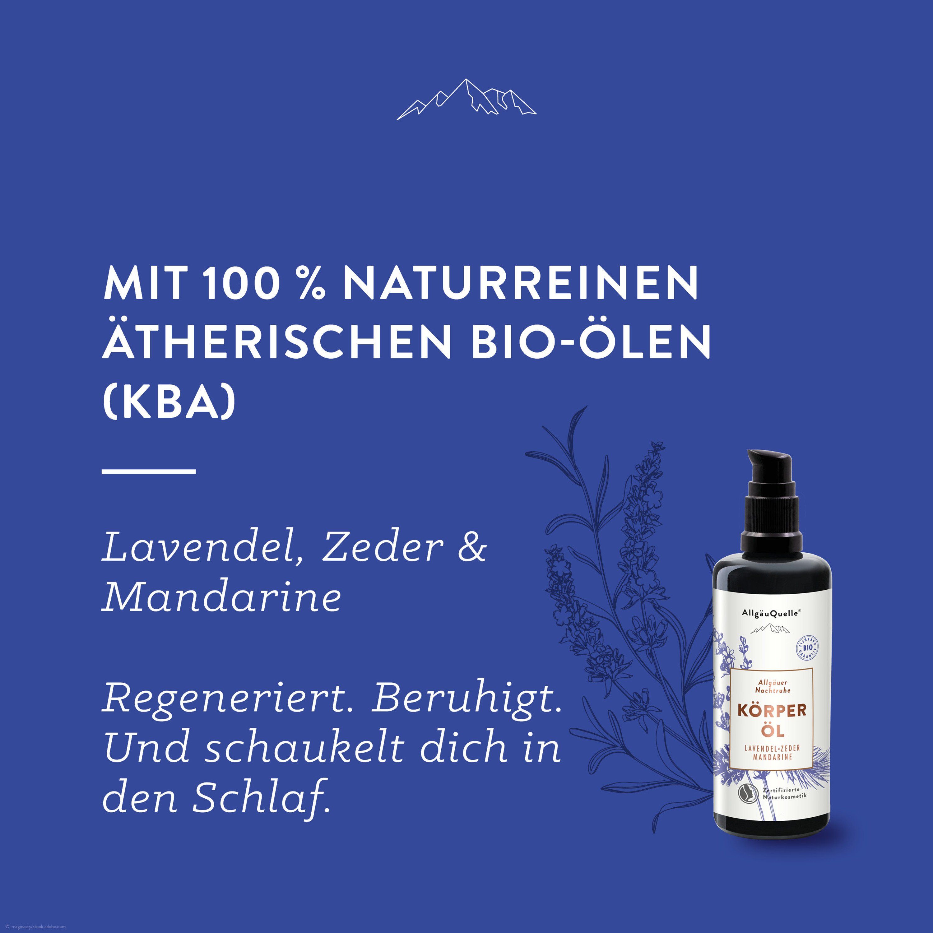 Allgäuquelle Bio Körperöl Bodylotion Allgäuer Nachtruhe Lavendel, Zeder, Mandarine