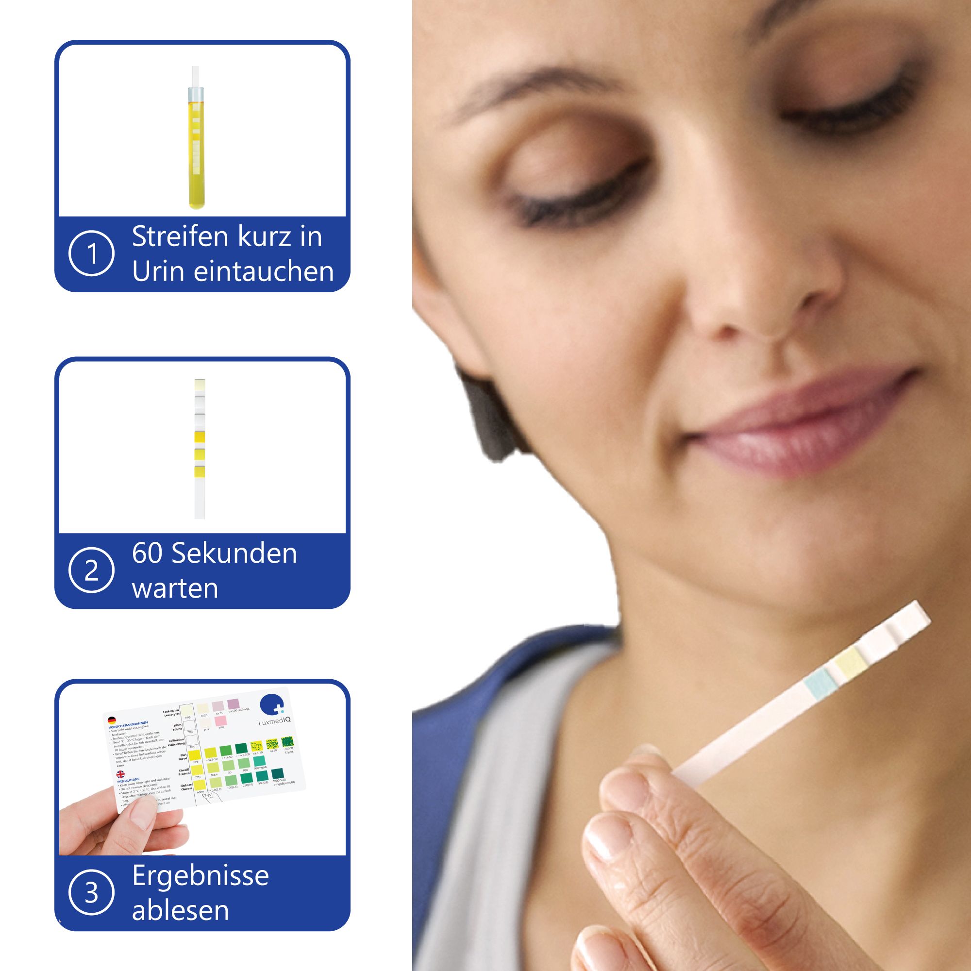 LuxmedIQ Urin Teststreifen für 5 Parameter - Blasen- & Harnwegsentzündungen