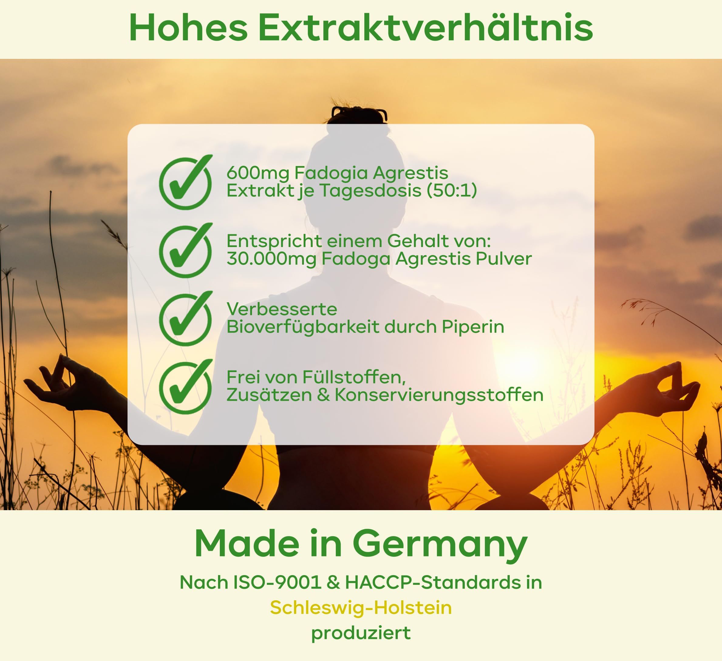 plantomol® Fadogia Agrestis Extrakt Kapseln 50:1 - mit Koffein, Vitamin C aus Hagebutte & Zink