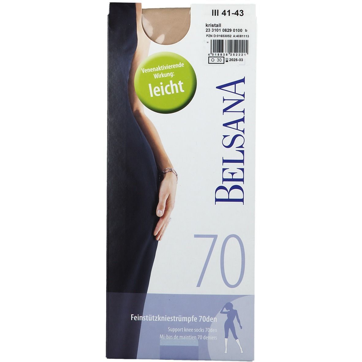 Belsana 70den Feinstützkniestrümpfe Größe 3 Schuhgröße 41 - 43 Kristall