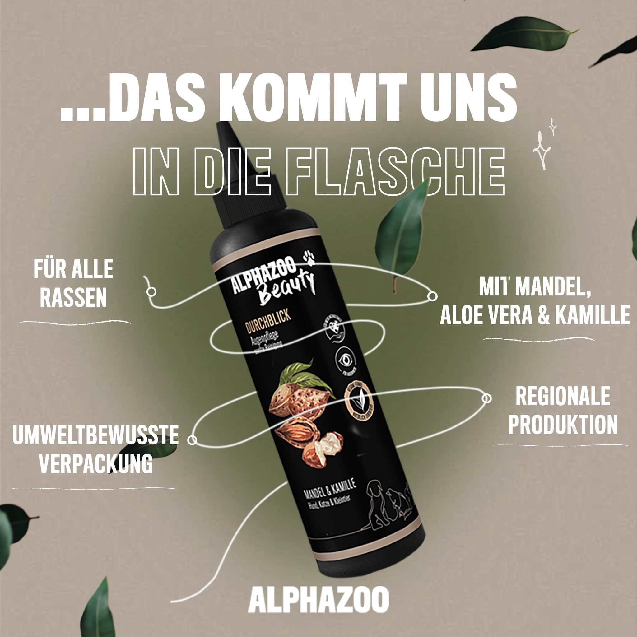 ALPHAZOO Durchblick Augenpflege 100ml I Hunde Katzen I Augentropfen für  tränende Augen, rote Augen