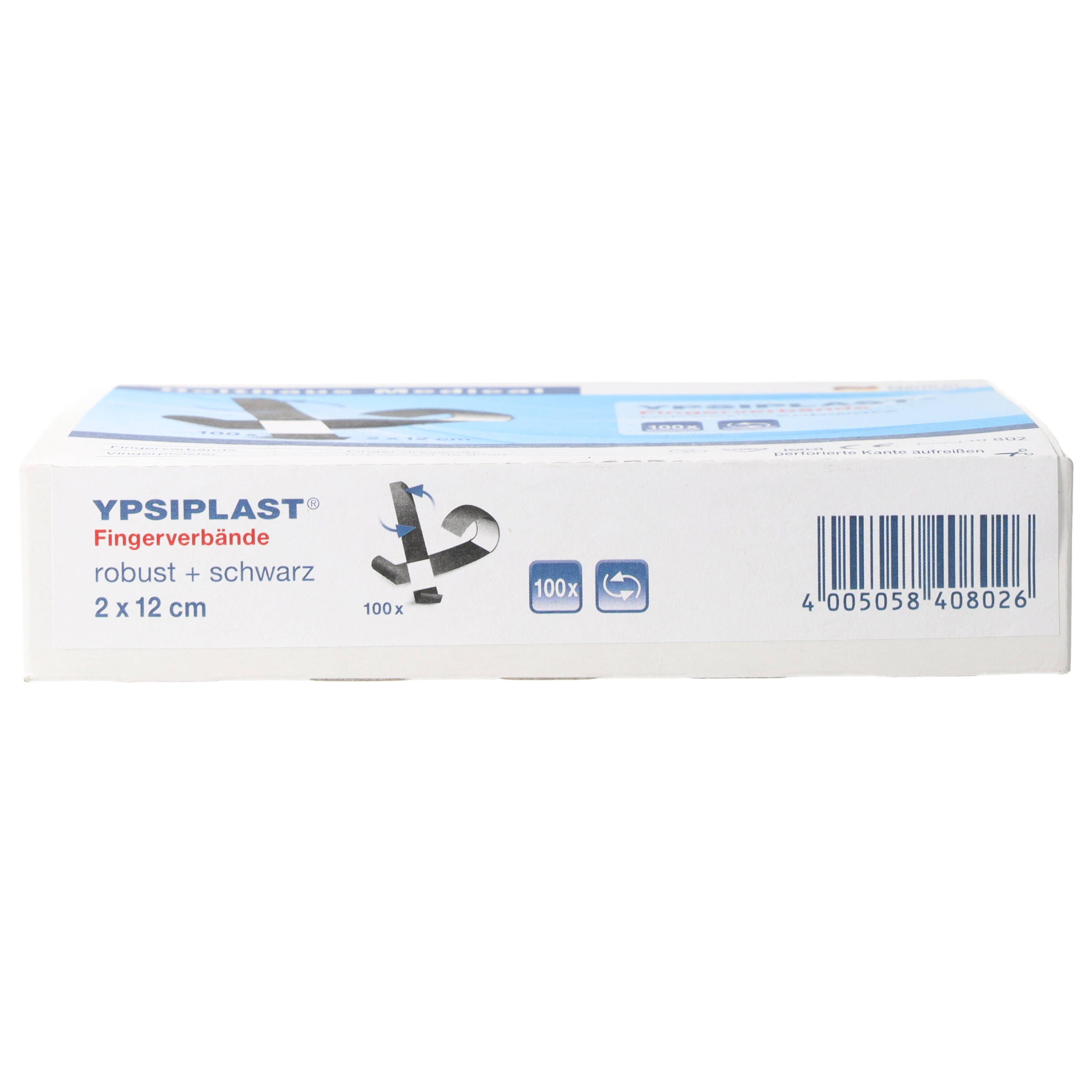 YPSIPLAST Fingerverbände robust+schwarz 2x12cm