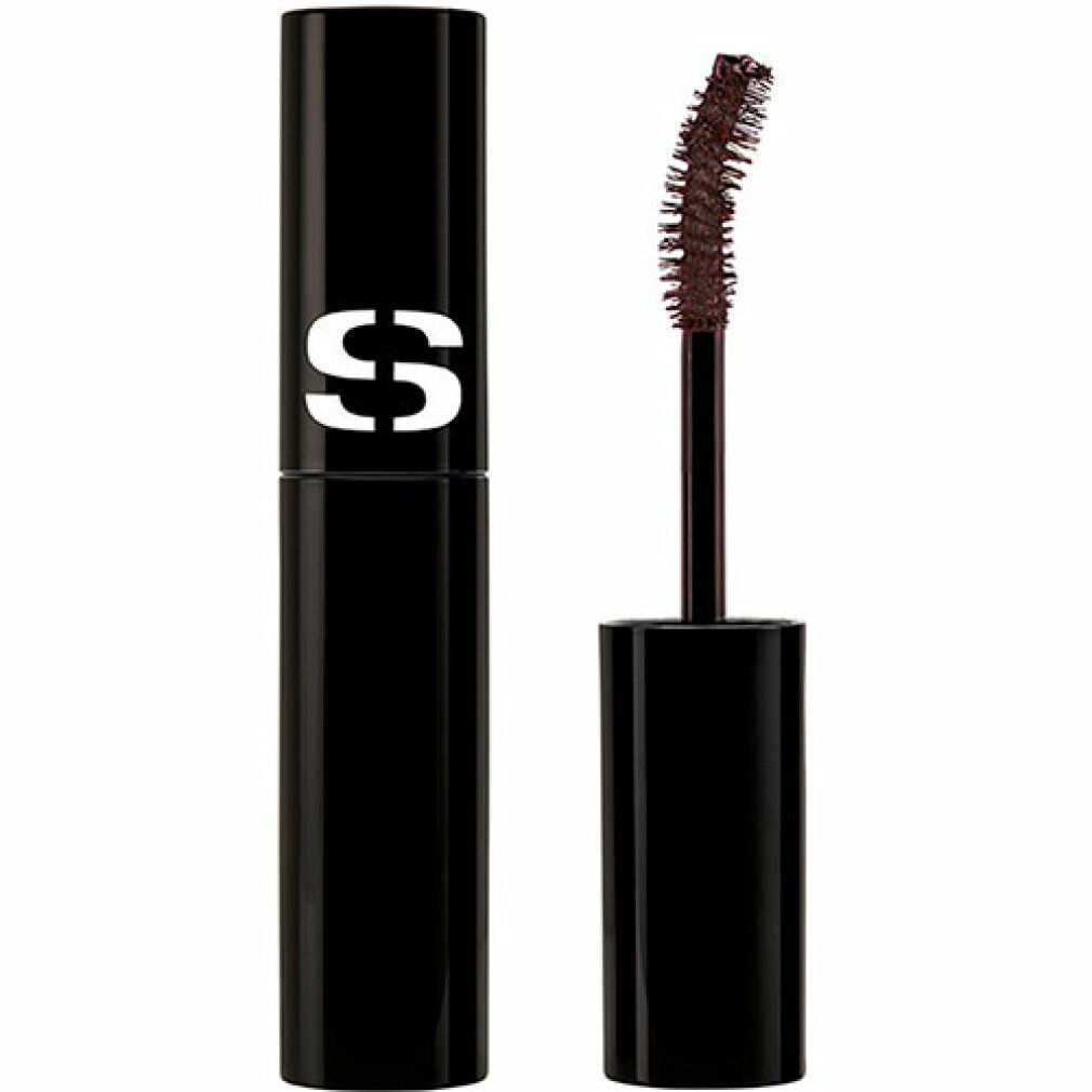 Schwarzer Mascara-Applikator mit gebogener Bürste und schwarzem Gehäuse mit weißem 'S'-Logo.