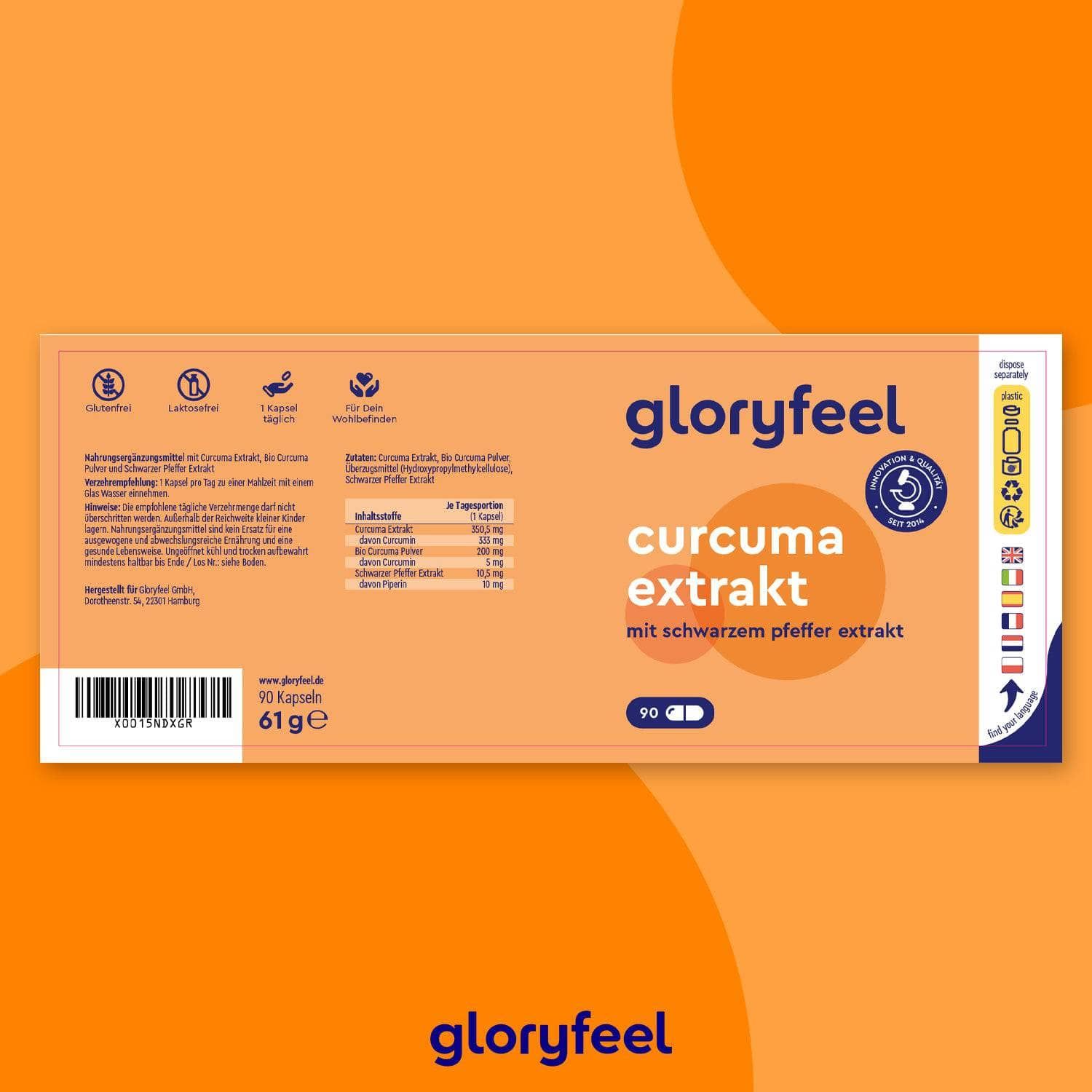 gloryfeel® Curcuma Extrakt 90 St Kapseln