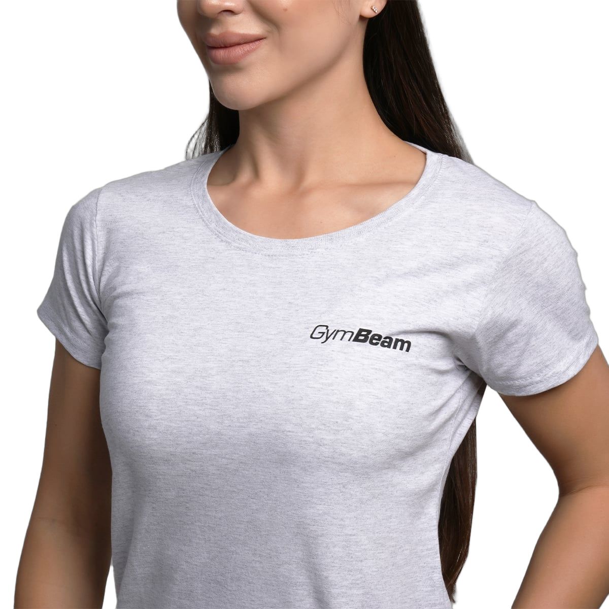 GymBeam T-Shirt Damen regular Kurzarm mit rundem Ausschnitt Heather Grey