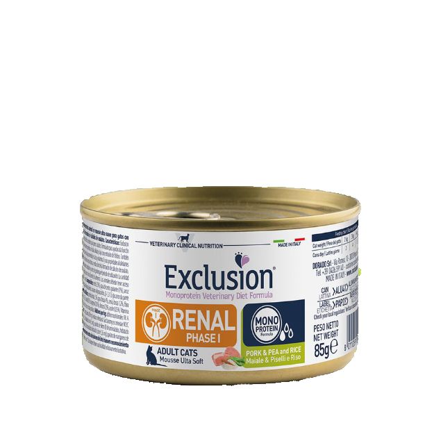 Exclusion Renal Cat Schwein & Erbse Phase I Nassfutter für Katzen 2,04 kg