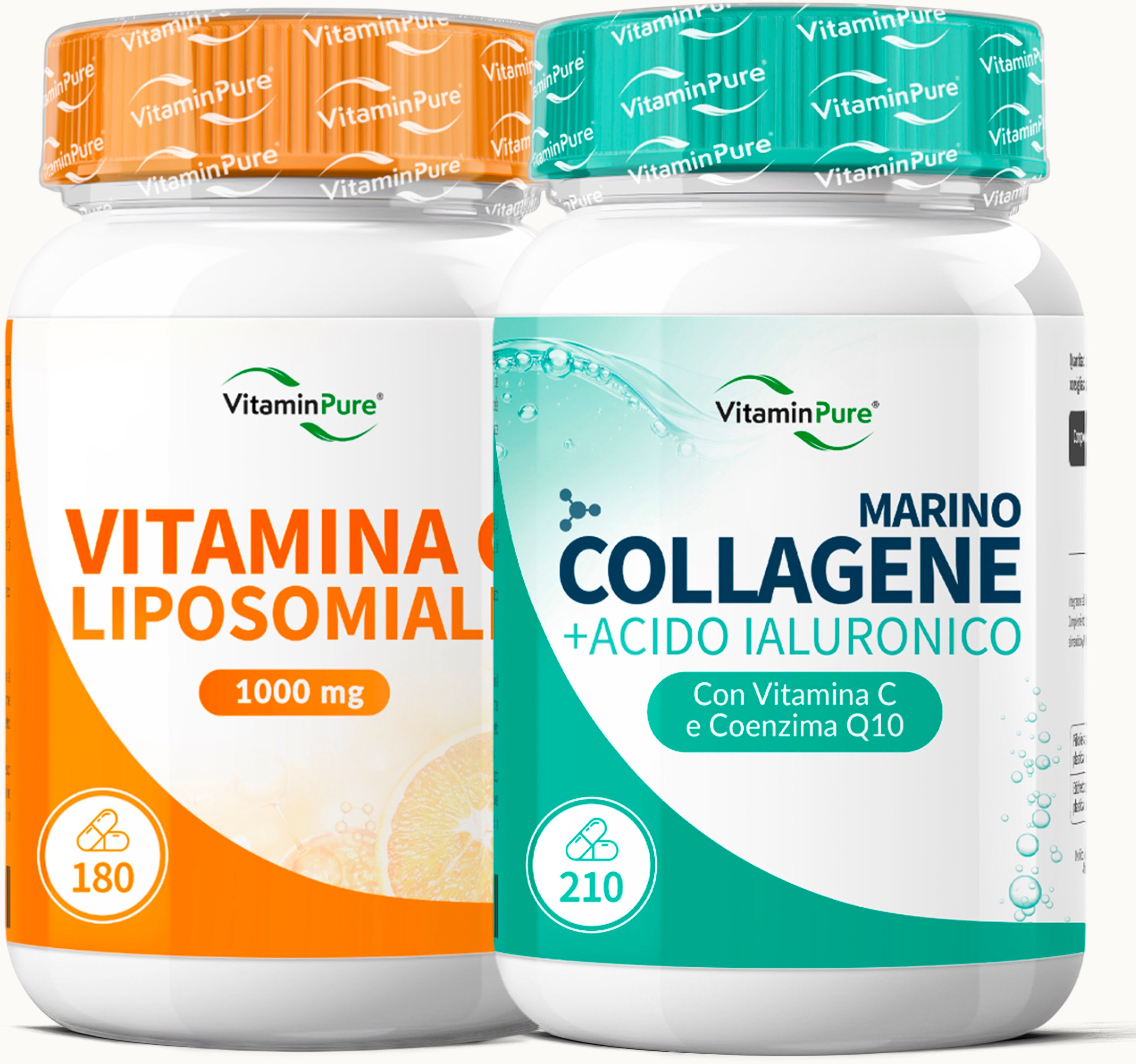 PROMO Vitamina C Liposomiale + Collagene Marino, Pelle, Elasticità e Luminosità, VitaminPure®