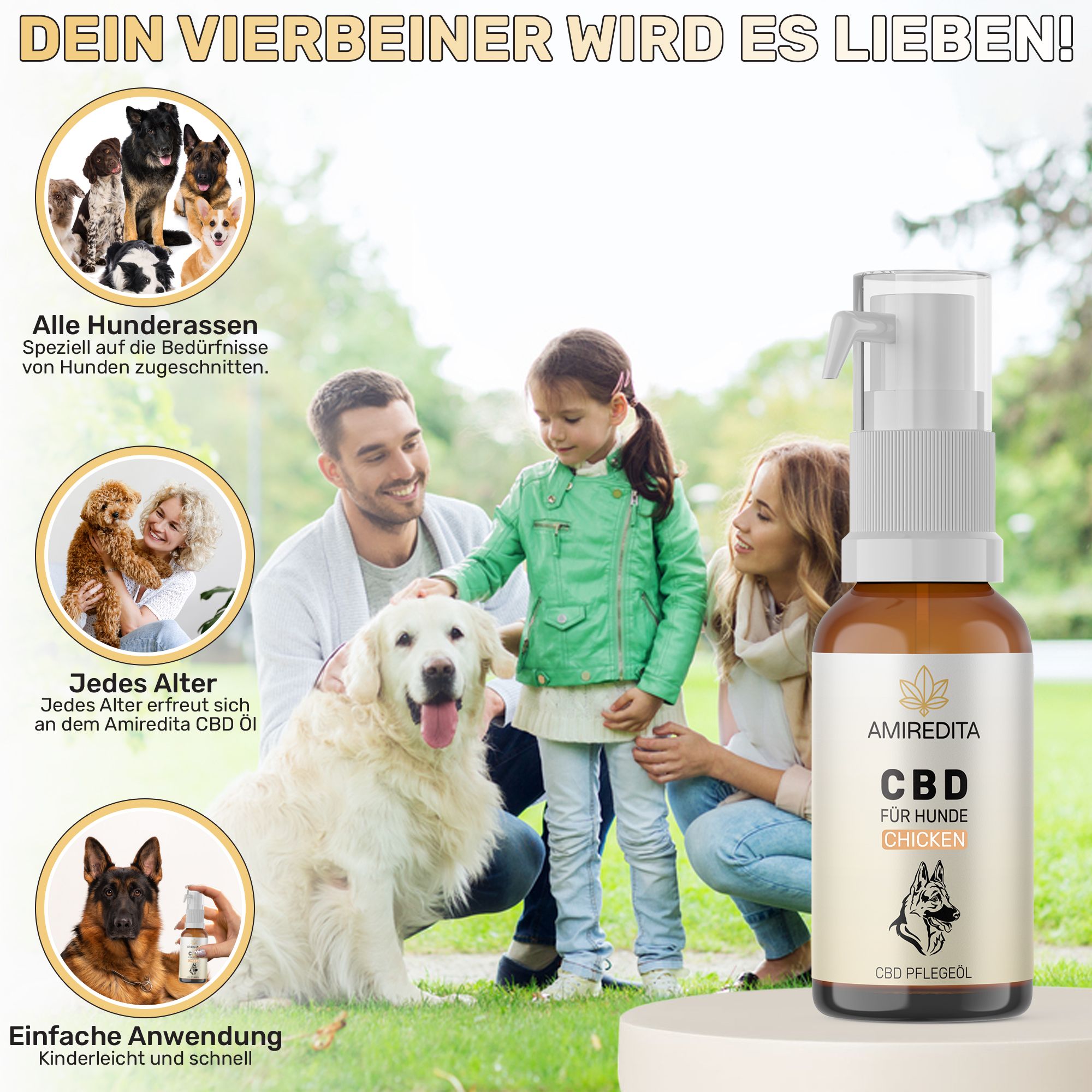 Amiredita CBD Öl Hunde 1500mg - Huhnaroma