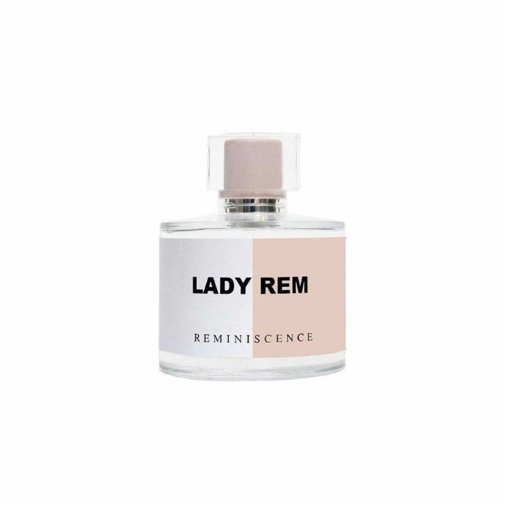 Glasflakon von Lady Rem Eau de Parfum. Aufschrift: Lady Rem, Reminiscence. Transparenter Verschluss.