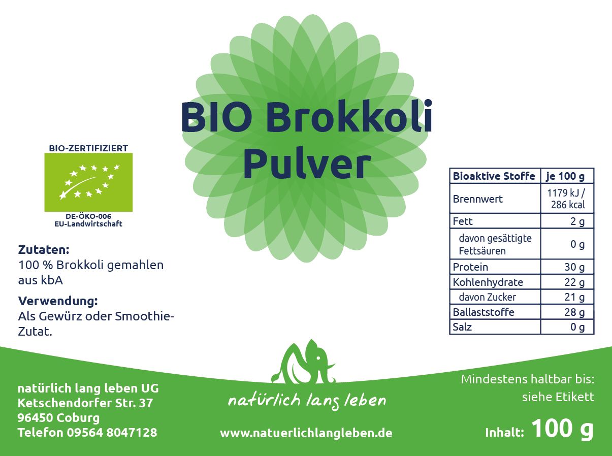 natürlich lang leben BIO Brokkoli Pulver 100 g