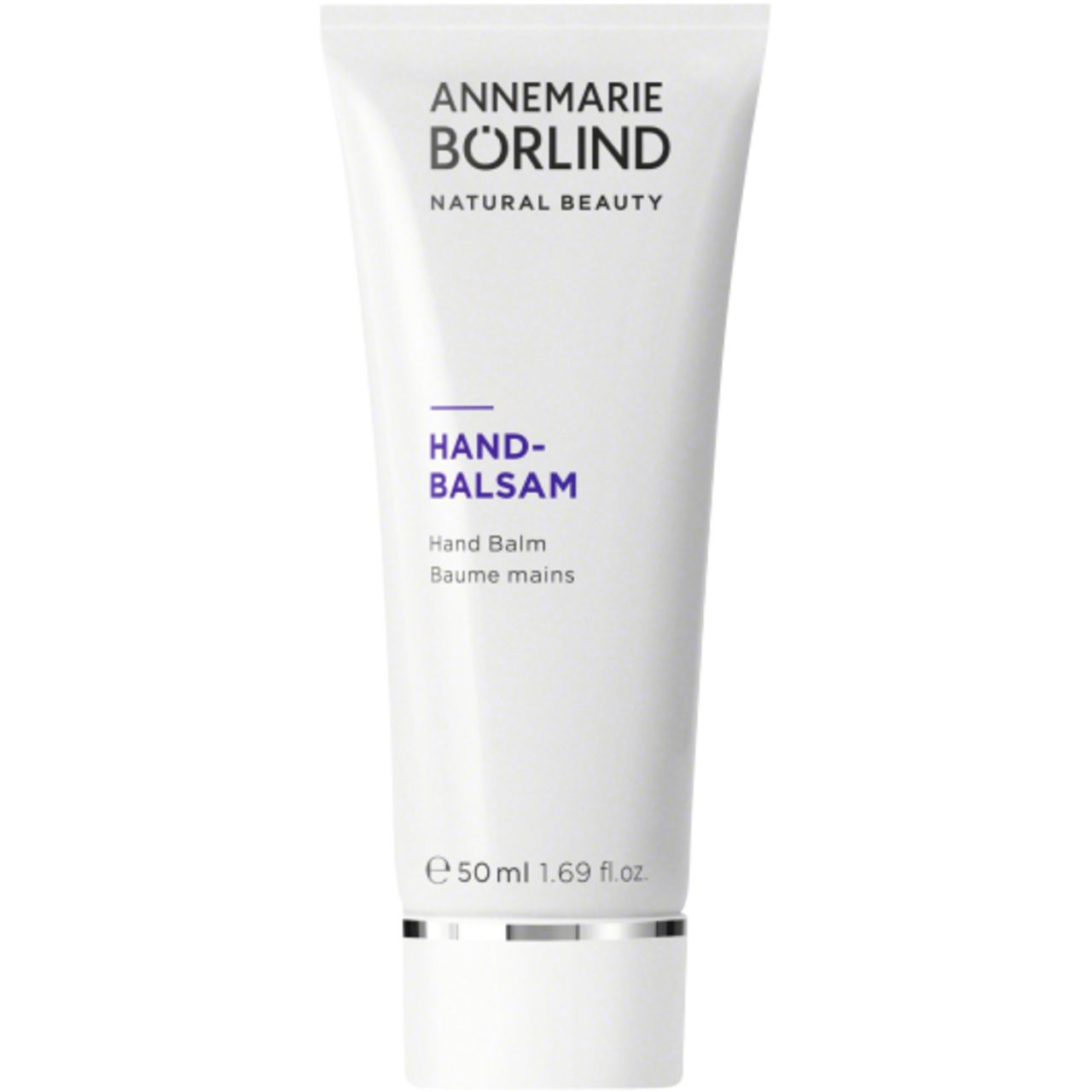 Weiße Tube mit Handbalsam-Aufschrift. Marke: ANNEMARIE BÖRLIND. 50 ml. Silberner Verschluss.