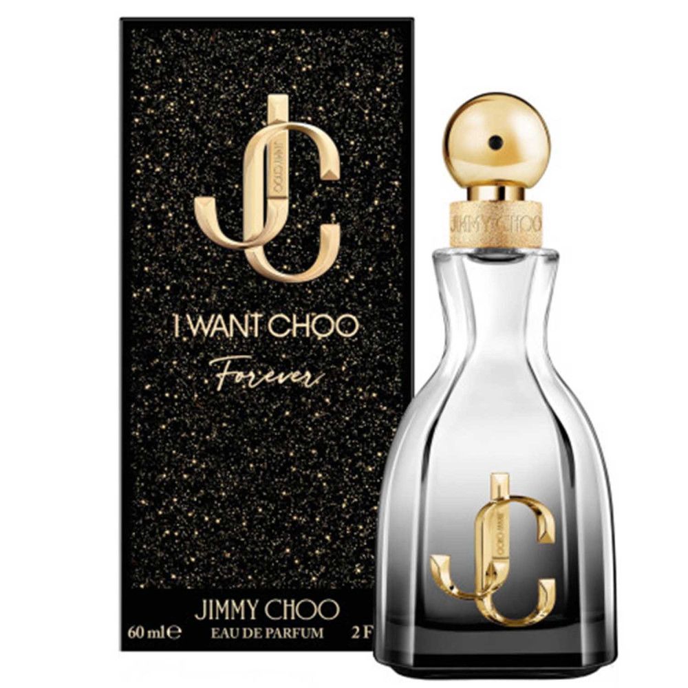 Parfümflasche und Verpackung. Flasche mit goldenem Verschluss und Logo. Schwarze Verpackung mit Glitzer und Logo.