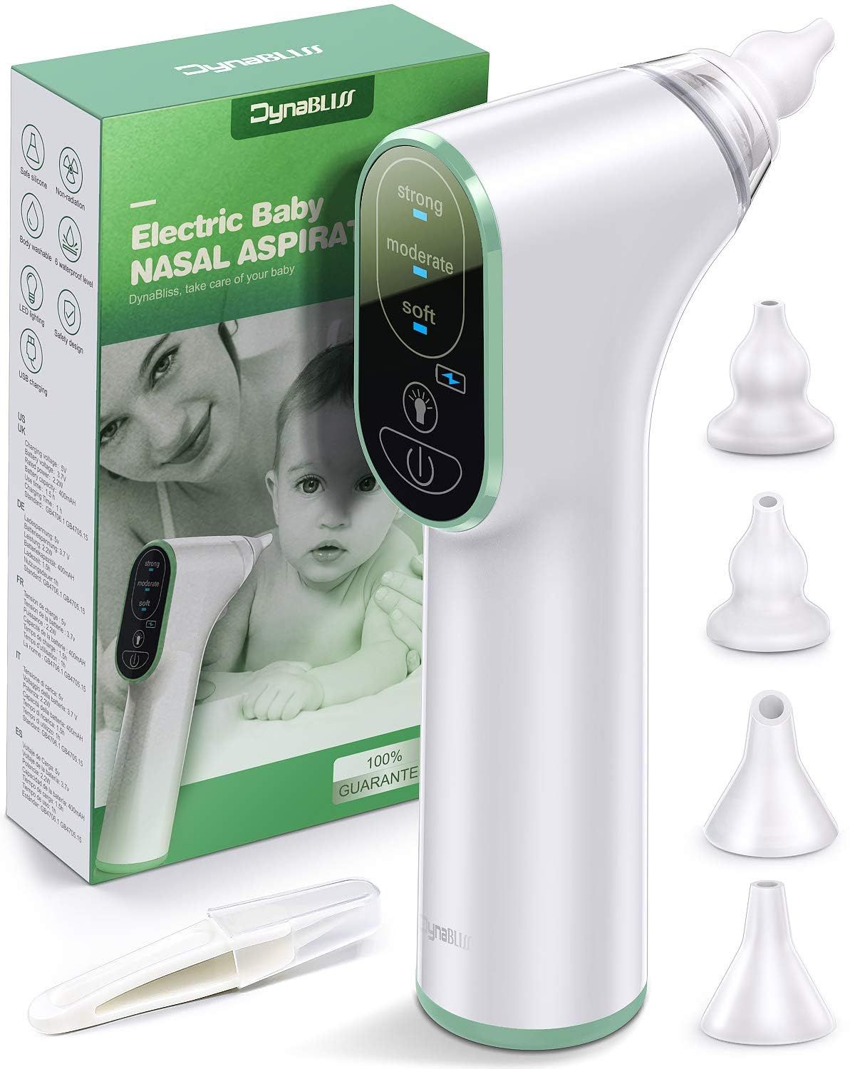 DynaBliss Nasensauger Baby Elektrisch Nasensaug Baby Staubsaug USB Aufladen Medizinisches Silikon