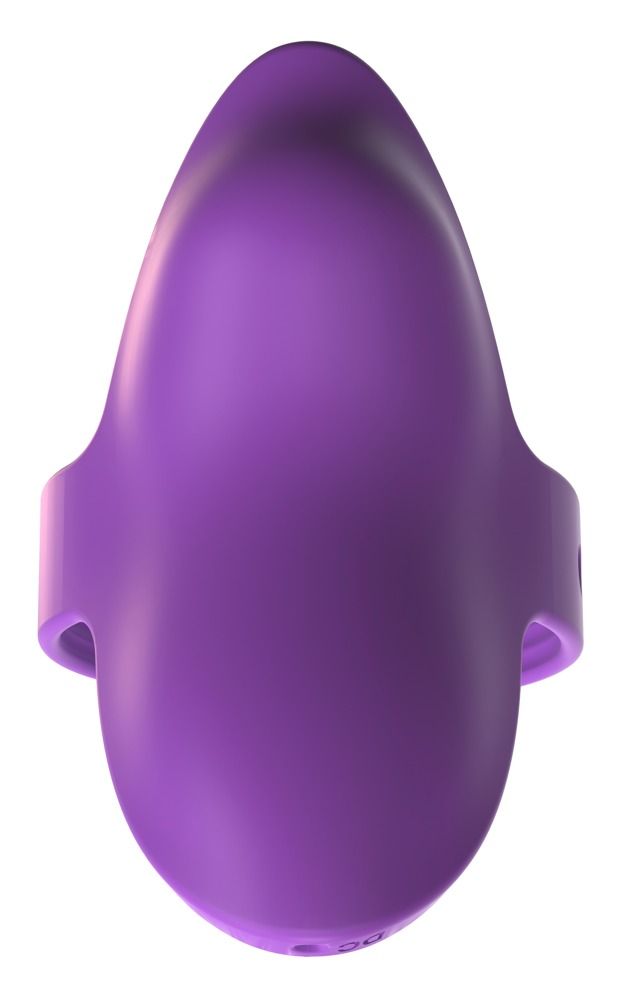 Lila Finger-Vibe. Ovale Form mit Ring. Vertikale Ansicht.