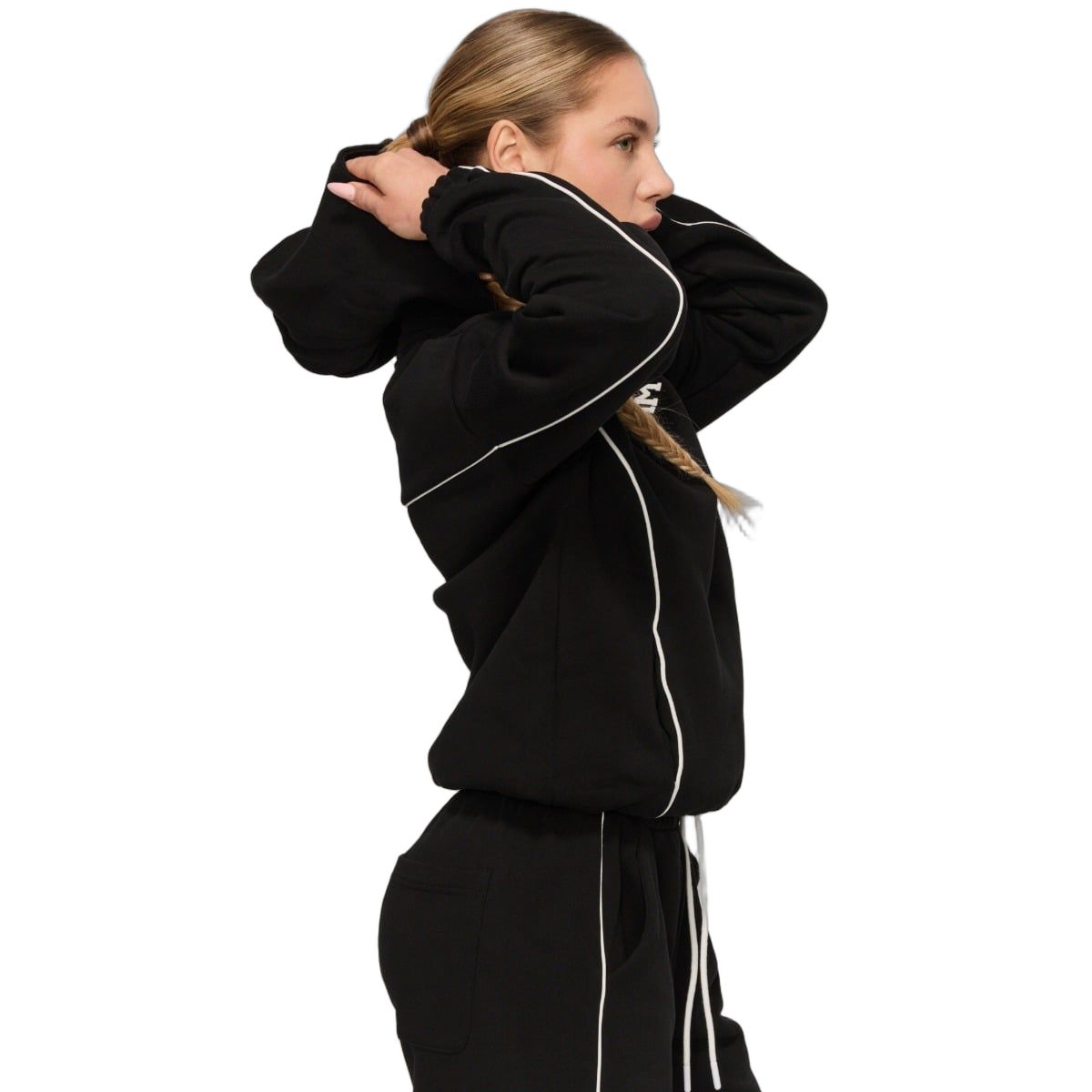 GymBeam Hoodie Damen Oversized mit Kapuze und Taschen Varsity Schwarz