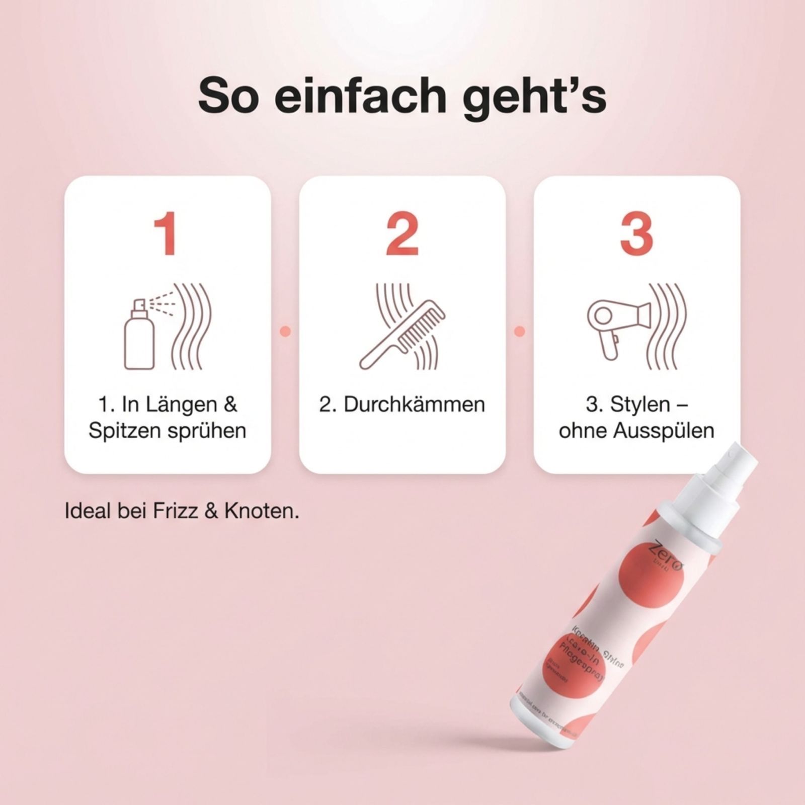 Zero Skin Keratin Shine Leave-In Pflegespray, glättend und stärkend