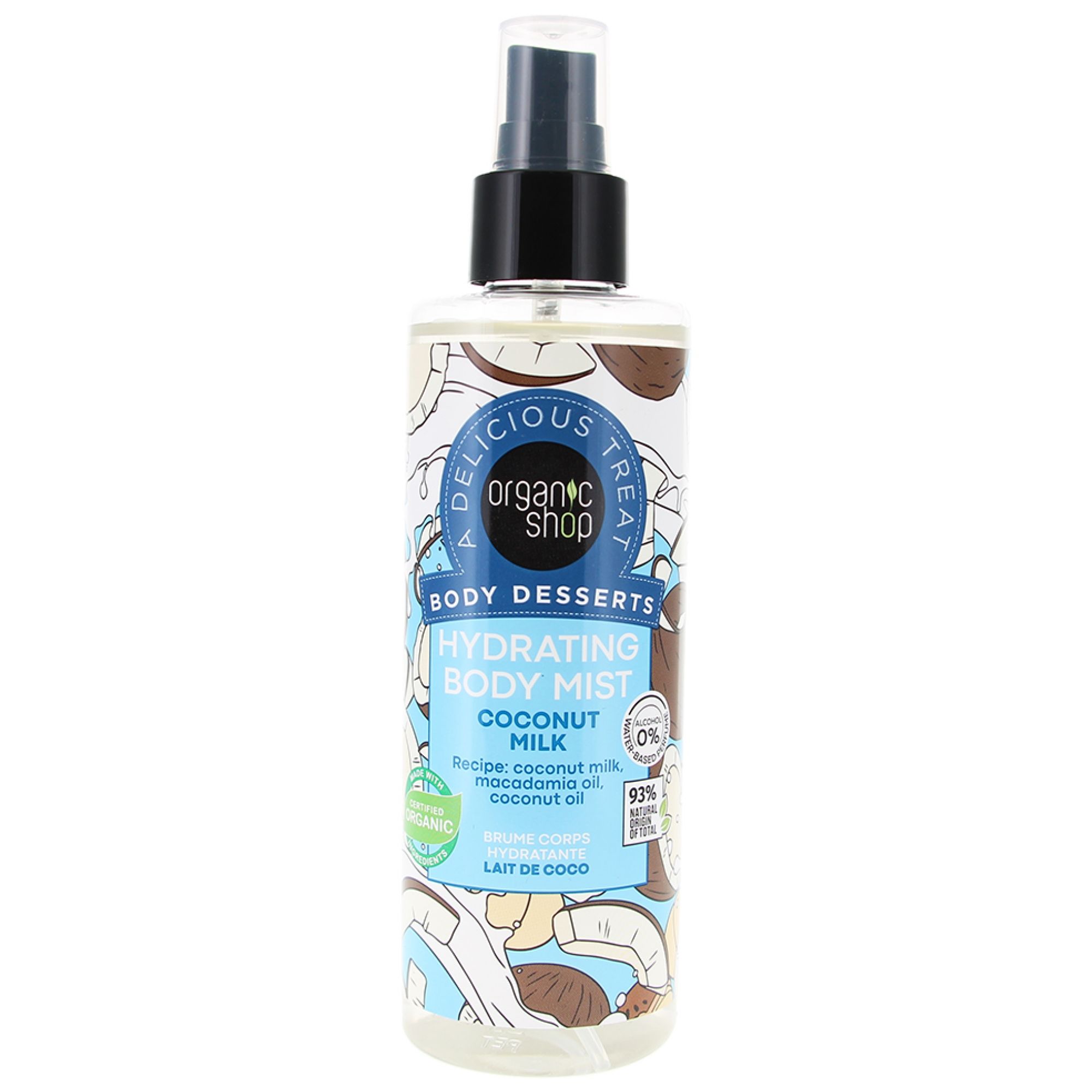 Organic Shop Body Desserts Feuchtigkeitsspendender Körpernebel Kokosnussmilch 17,8x4,7x4,7 cm