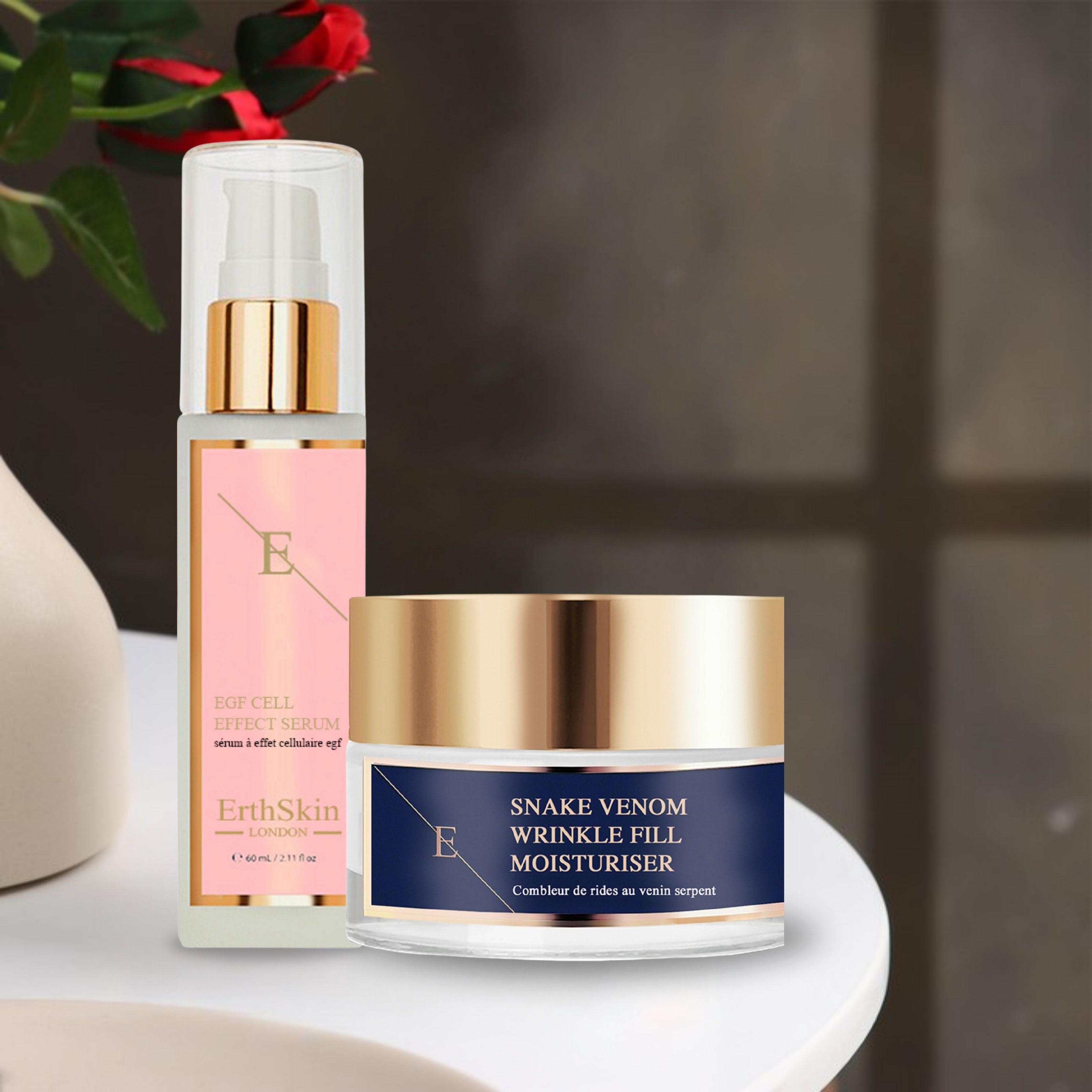 ErthSkin London Faltenauffüllende Feuchtigkeitscreme mit Schlangengift + EGF-ZELLEFFEKT-SERUM set