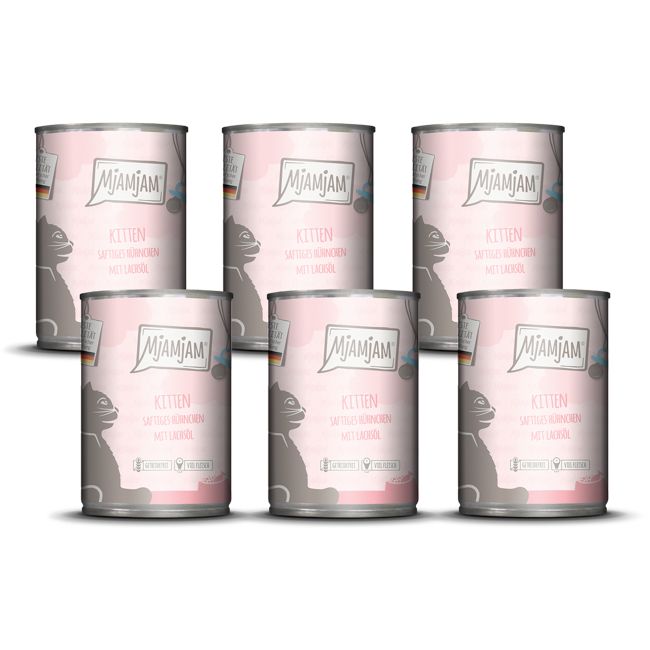 MjAMjAM - Kitten saftiges Hühnchen mit Lachsöl 6x400 g Futter