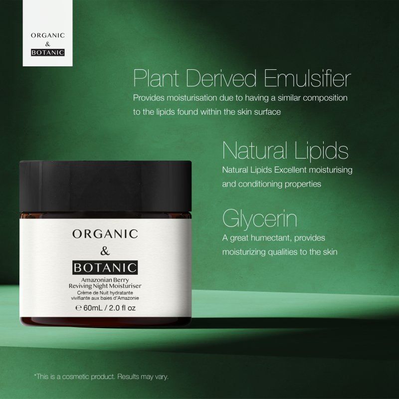 Organic & Botanic Nachtcreme mit Amazonasbeerenextrakt, Inhaltsstoffe erklärt.