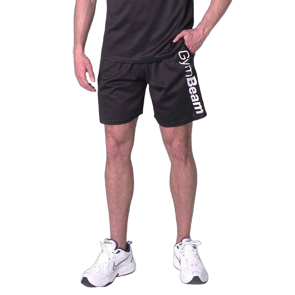 GymBeam Shorts Herren regular mit Gummizug und Reißverschlusstaschen in Schwarz 1 St