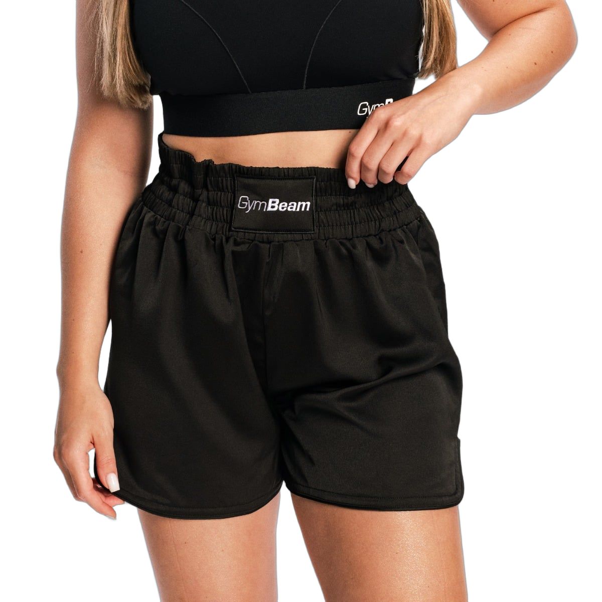 GymBeam Boxing Shorts Damen regular mit Kordelzug und Taschen in Schwarz