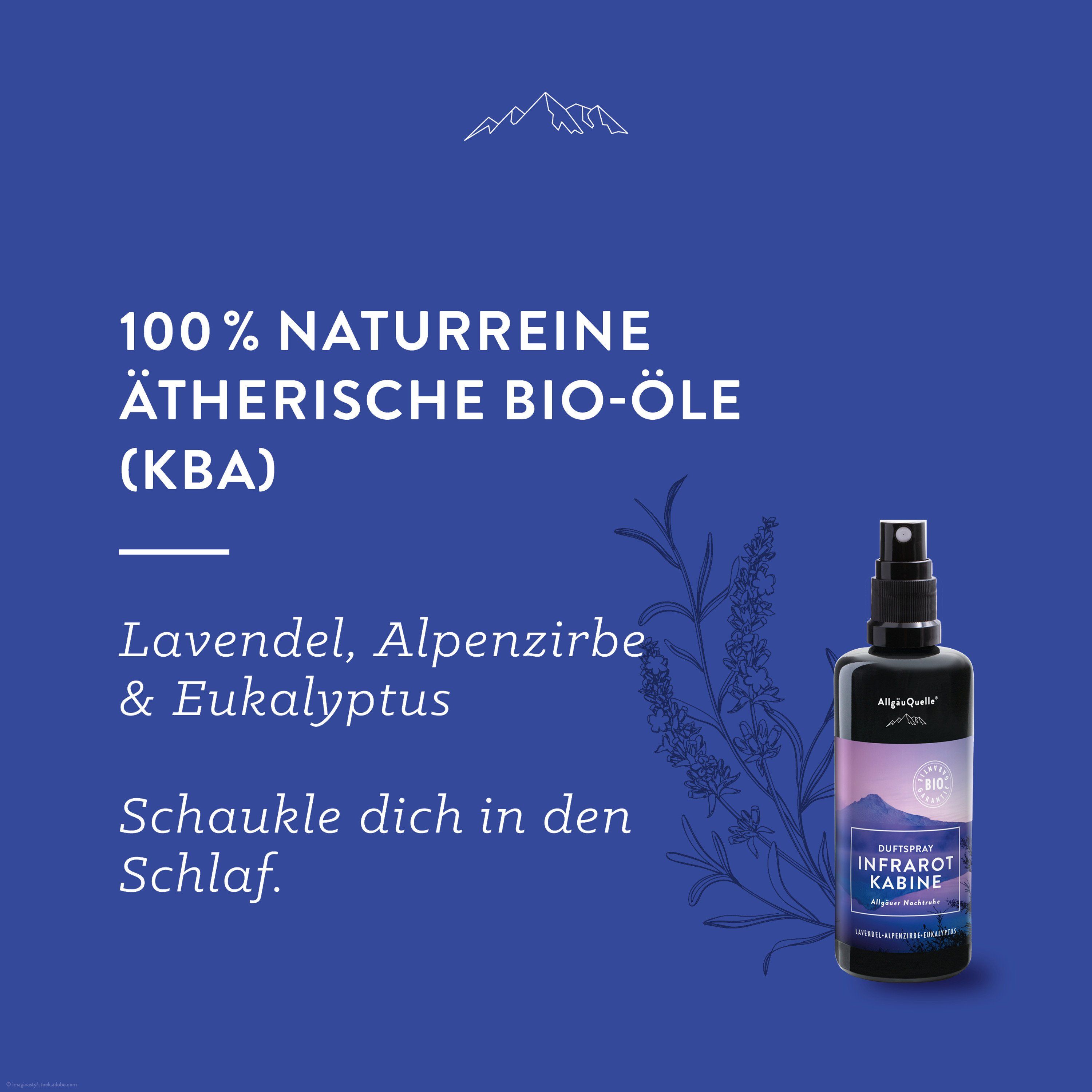 Allgäuquelle Bio Saunaspray Duftspray Infrarotkabinen-Spray Nachtruhe Lavendel