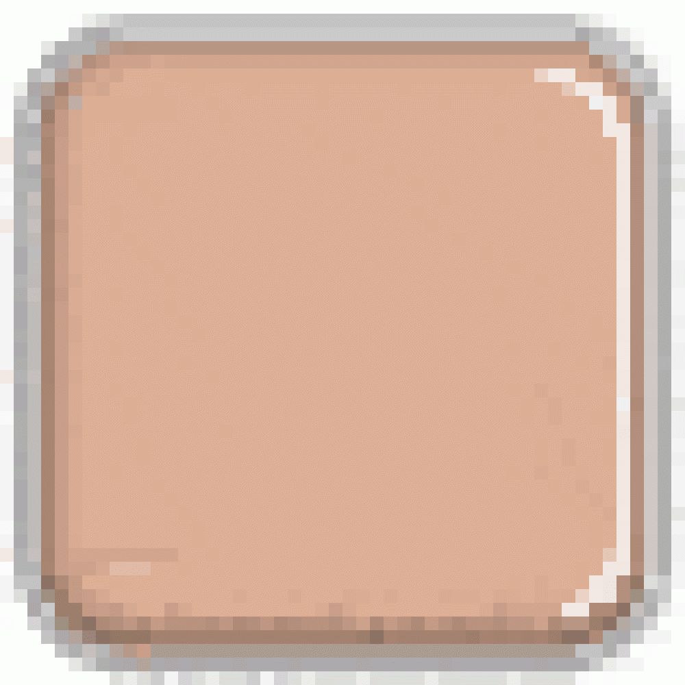 Quadratischer, beiger Make-up-Fleck mit abgerundeten Ecken, umrandet von einem grauen Rahmen.