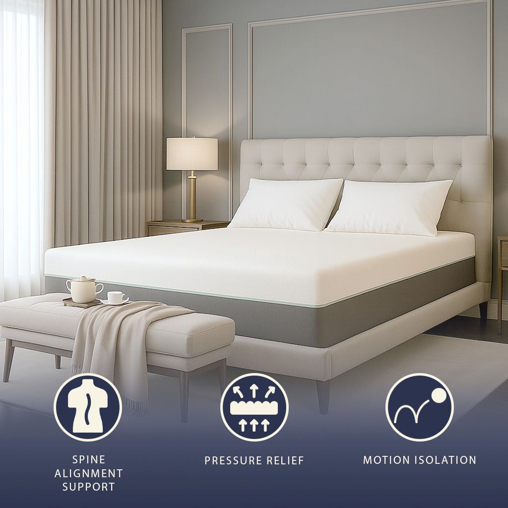 The White Stone Matratze 120x190 aus Memory Foam und Taschenfedern | Höhe 25 cm