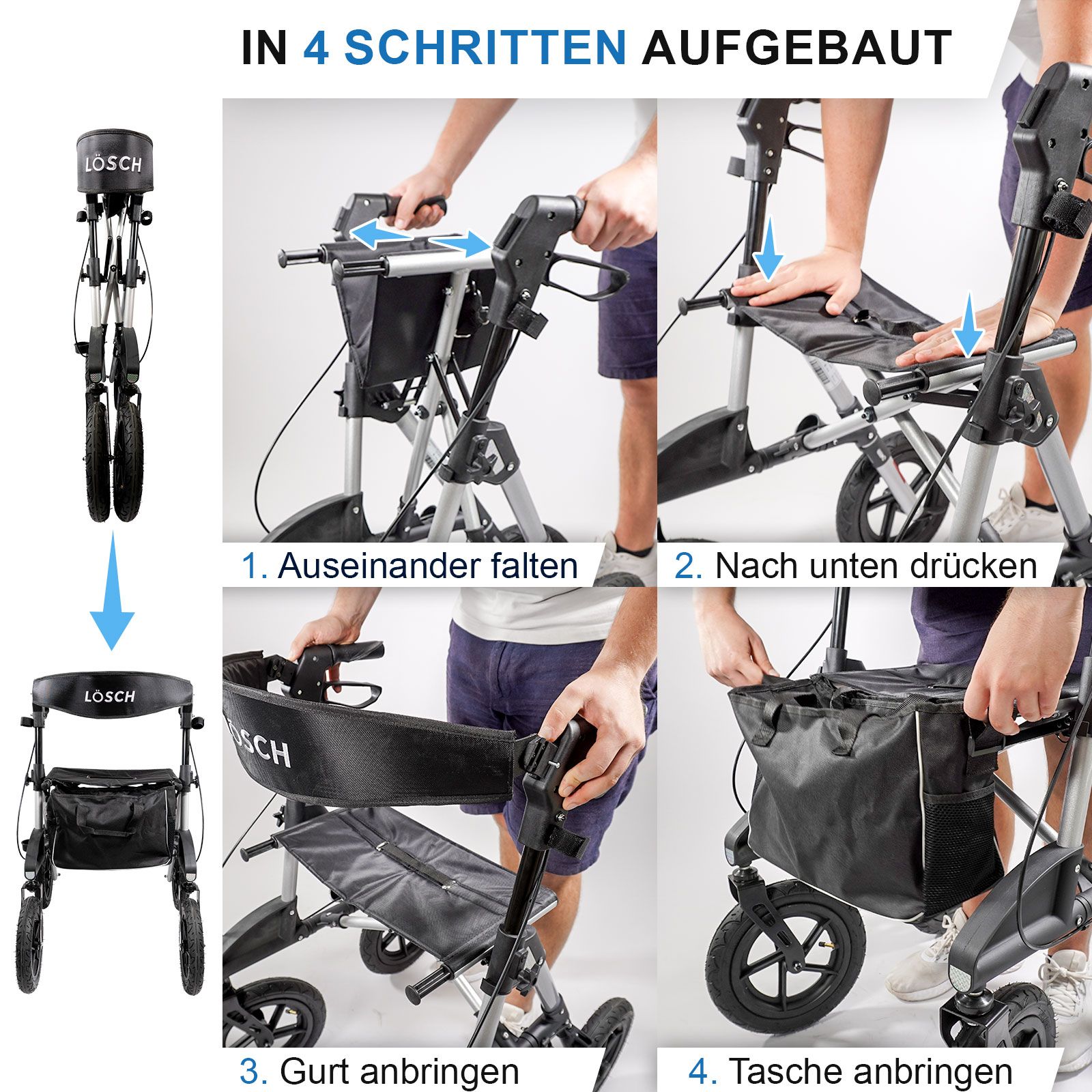 Tabas Outdoor-Rollator Premium - Luftbereift Silber L