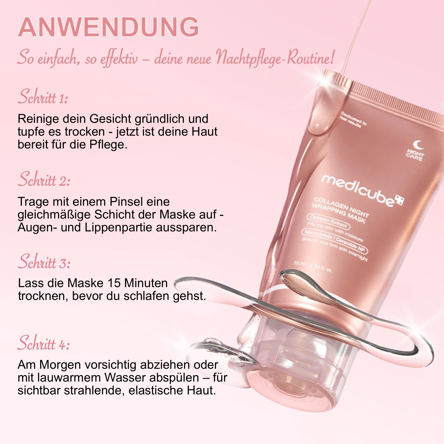 Anwendung der Medicube Collagen Night Wrapping Mask