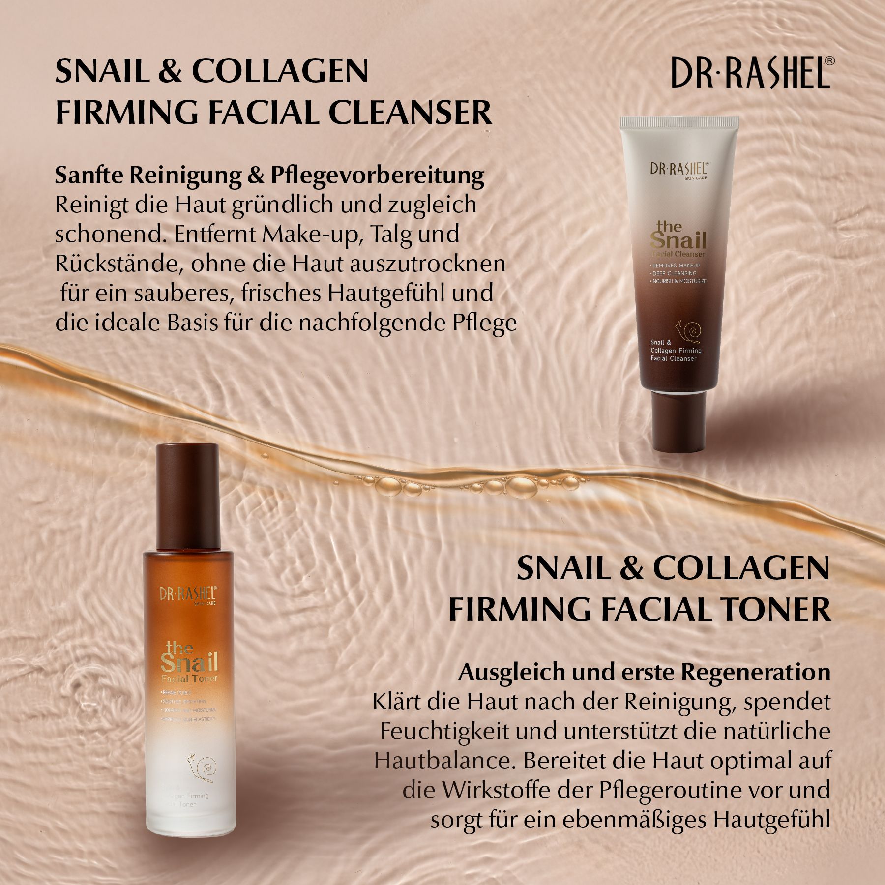 DR RASHEL Gesichtspflege-Set Kollagen Snail Mucin Geschenkbox Serum Cream Cleanser Toner