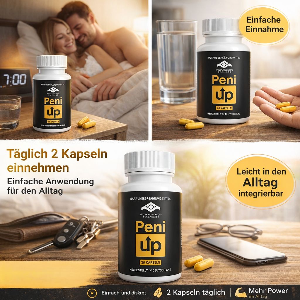 Peni Up Kapselbehälter mit Pharma Health Logo, 20 Kapseln, hergestellt in Deutschland.