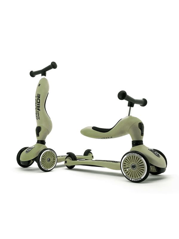 Scoot & Ride Highwaykick 1 Kinderroller 2-in-1 mit Sitz – Olivgrün St Nicht relevant