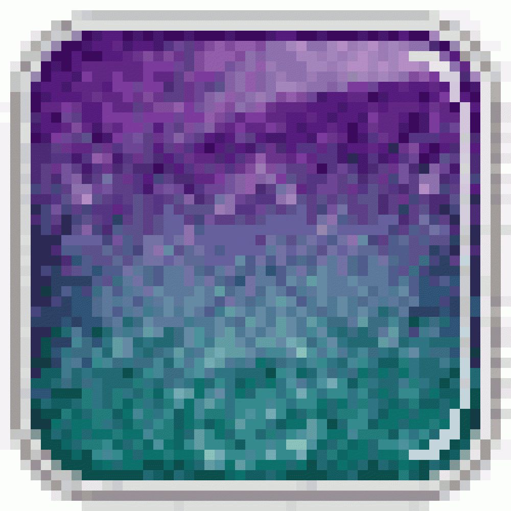 Quadratische, zweifarbige Textur. Oben violett, unten blaugrün. Glitzer-Effekt. Umrandung in Grau.