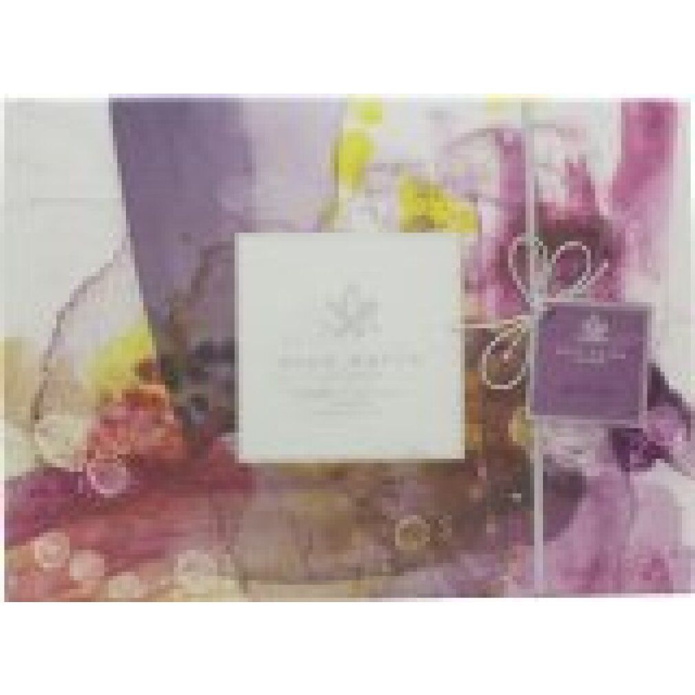 Verpackung des Acca Kappa Glicine Wisteria Geschenksets. Lila und weiß. Mit Logo.