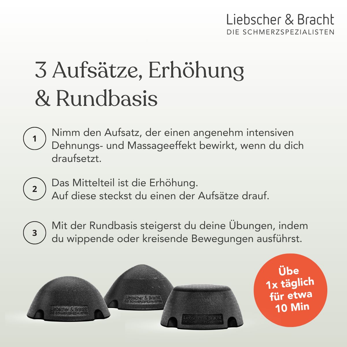 Liebscher & Bracht ISG-Ischias-Retter: 3 Aufsätze, Erhöhung und Rundbasis.