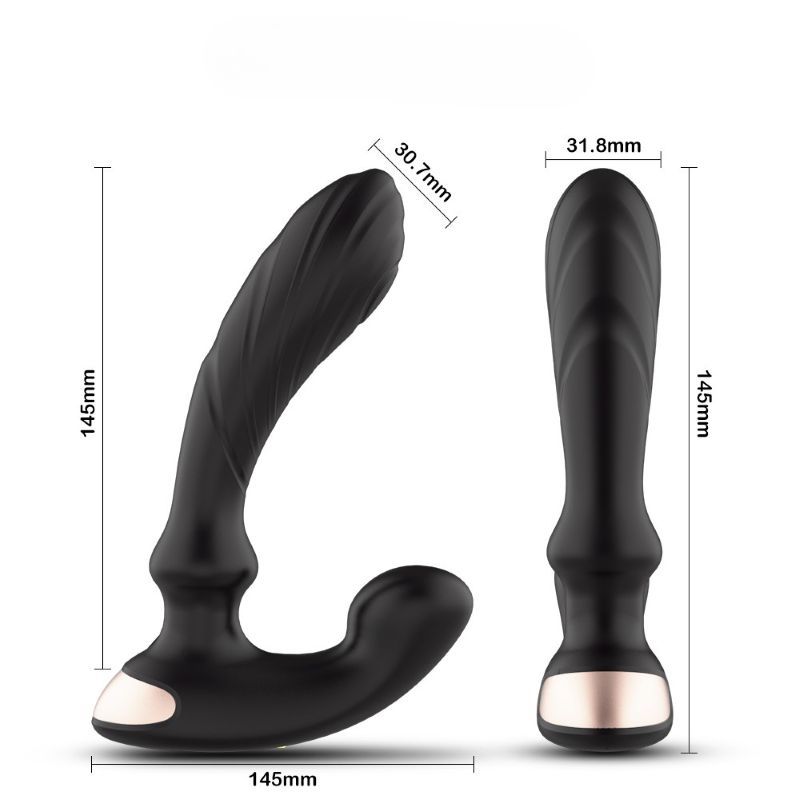Schwarzes Wellness-Produkt mit Maßangaben. Abmessungen: 145mm x 30.7mm x 31.8mm.