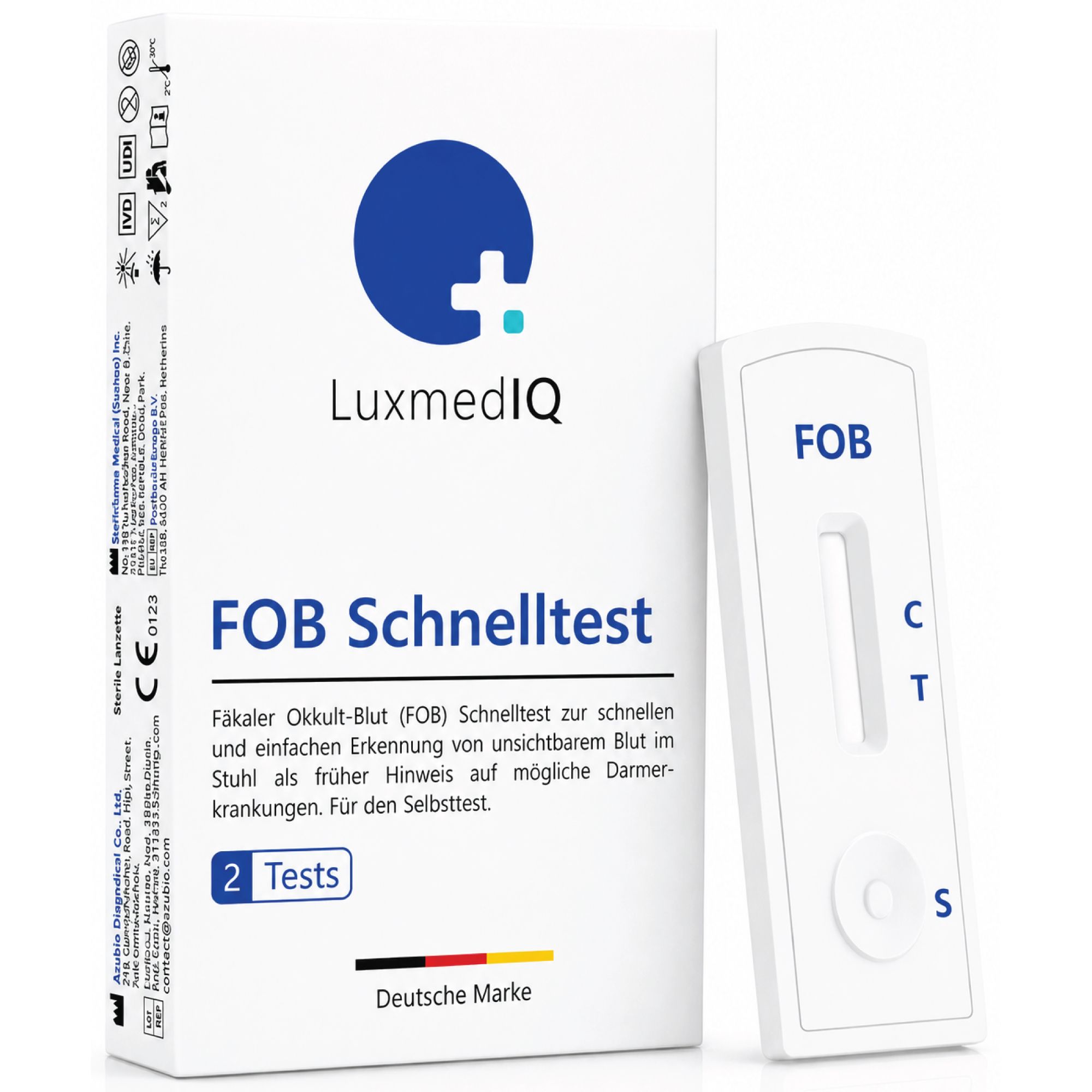 LuxmedIQ Darmkrebs Test für Zuhause – Schnelltest auf Okkultes Blut im Stuhl FOB 2 St