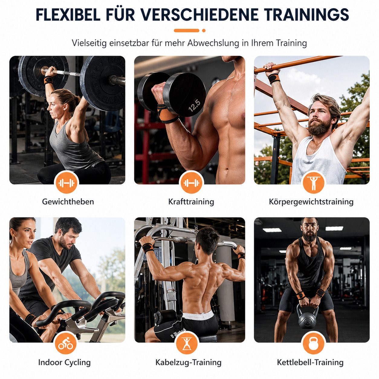 Gewichtheber Zughilfen mit Handgelenkband, rutschfest & mit Lederpolster für Fitness