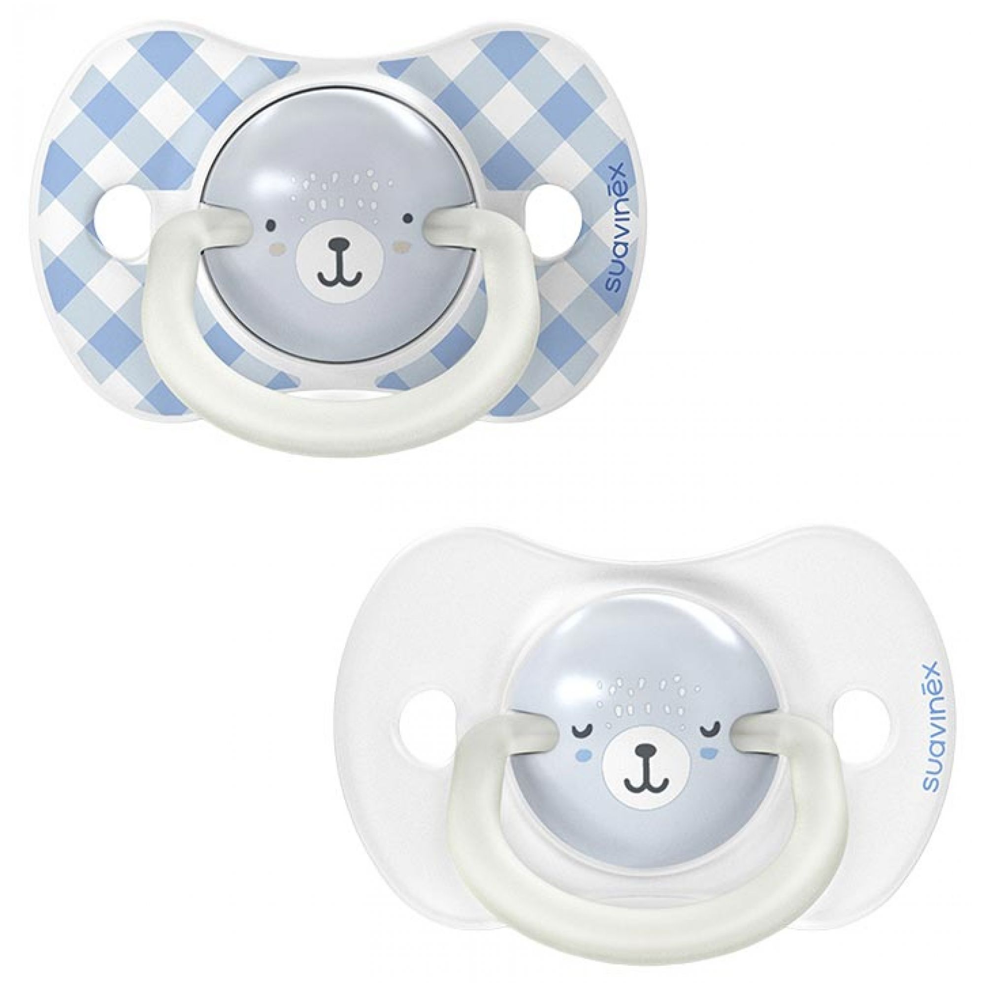Suavinex Night & Day 2 Schnuller mit Symmetrischen Saugern SX Pro 6 bis 18 Monate (Farbe : Blau) 5,4x6,5x14,9 cm