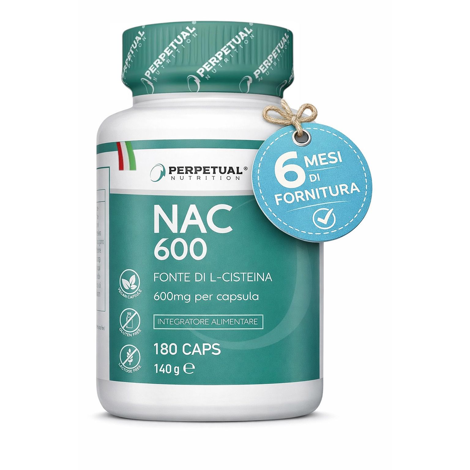 NAC 600 - Perpetual Nutrition| Integratore Alimentare di NAcetil-Cisteina