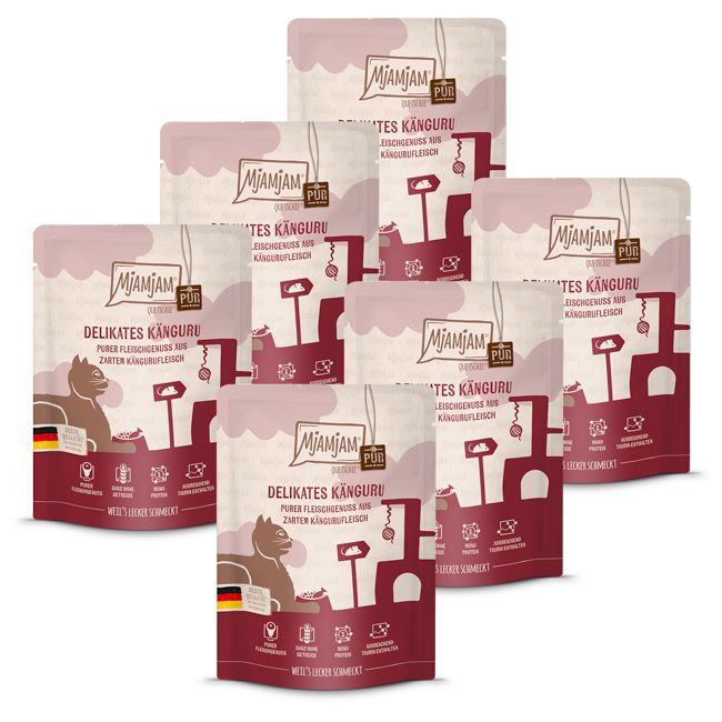 MjAMjAM - Quetschie Purer Fleischgenuss delikates Känguru pur 6x300 g Futter